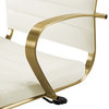 Modern Home Office Work Desk Chair, Faux Vinyl Leather Aluminum, Gold White