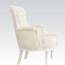 Acme 59147 Cain White Frame and White PU Accent Chair - Armchairs And Accent Chairs