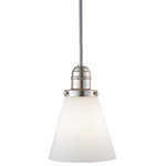 Hudson Valley Lighting - Vintage Collection, One Light Pendant, 132" Cord, 505M, Polished Nickel Finish - The Vintage Collection of mini-pendants allows you to customize your own personal style. All choices begin with our early-electric socket holders, which we cast to industrial standards. Each beautiful metal finish creates a distinct look, from weathered antique to attention grabbing glamorous. When paired with our wide variety of beautifully crafted glass options, the decorative possibilities are endless.