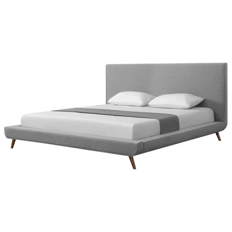 Loft Lyfe Avi Linen Upholstered Platform Bed, Gray, King