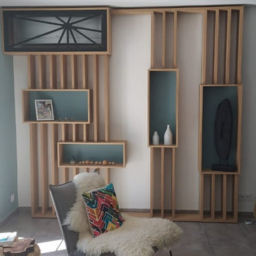 Habillage d'un mur et création d'une meuble TV