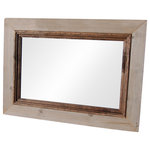 My Barnwood Frames - Rustic Mirror, Cabin Mirror With Deep Alder Stepped Molding, 32"x38" - Rustic Mirrors make great decor for your cabin or lodge and this handcrafted barnwood and alder wood mirror will be a much-loved addition to your home--even if it is your home away from home. The mirror frame is constructed from rustic barnwood timbers and features a wide barnwood frame with an inset molding crafted from dark-walnut-stained alder molding. One of our favorite mirrors, we've provided this style to suites and cabins all over the U.S. including Walt Disney Resort themed suites.  It's also a favorite for homeowners who favor a rustic or "green" decor. D-ring Hardware for hanging horizontally or vertically is included. Our mirrors are sold according to their exterior dimensions. Frame width is approximately 4". Due to the nature of reclaimed wood, each mirror will feature its own unique colors, textures, knots, grain patterns, and charm. Yours will be one-of-a-kind. Hanging hardware is included.  Handmade in the United States