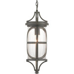 Progress Lighting - Morrison Collection 1-Light Hanging Lantern, Antique Bronze - The Morrison Collection hanging lantern blends delicate geometric patterns with lasting durability in a modern form. Intricate die cast aluminum construction is paired with clear glass and an Antique Bronze finish.