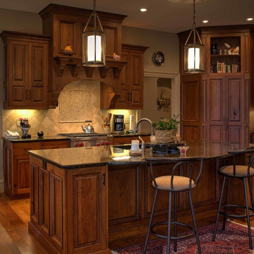Rustic Cherry Inset cabinetry with stained and glazed finish
