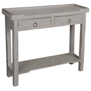 Sunset Trading Cottage Wood Console Table with 2 Drawers & Shelf in Antique Gray