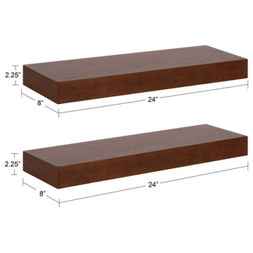 Havlock Wood Shelf Set, Walnut Brown 2 Piece 24 inch