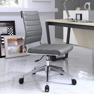 Modern Contemporary Office Chair, Gray Faux Leather