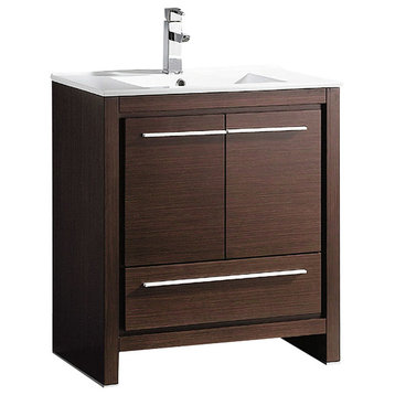 Allier 30" Wenge Brown Modern Bathroom Cabinet With Sink
