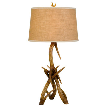 Antler Resin Table Lamp With Fabric Shade