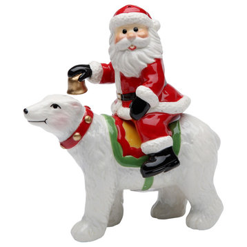 Santa Riding on Polar Bear Salt and Pepper Shaker