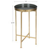 Kate and Laurel Celia Round Metal Foldable Tray Accent Table, Gold and Gray