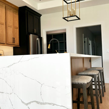 White Oak and Black Split Foyer Modern Kitchen