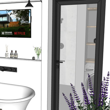Bedroom, Tub and shower