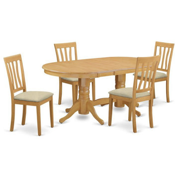 East West Furniture Vancouver 5-piece Traditional Wood Dinette Set in Oak