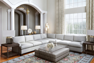 This is an example of a transitional family room in Philadelphia.