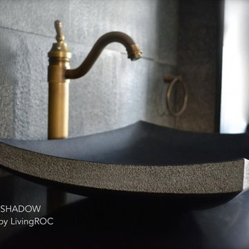 LOTUS SHADOW 23"x15" BLACK GRANITE BATHROOM VESSEL SINK