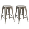 Hart Metal Counter Stools, Set of 2, Clear Brushed, 24"