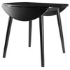 Winsome Moreno 36" Round Drop Leaf Transitional Solid Wood Dining Table in Black