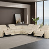Marco-8-Piece, 3-Power Reclining Italian Leather Sectional, Beige