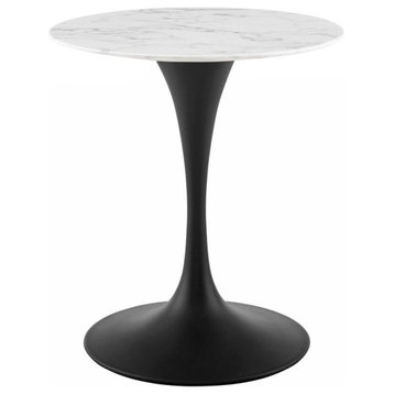 Hawthorne Collections 28" Round Modern Metal Dining Table in Black/White