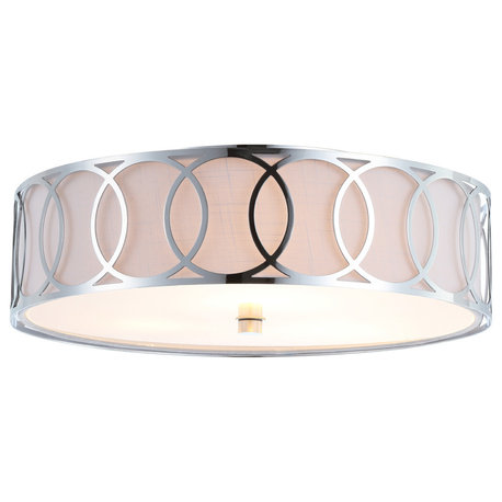 Aria 2-Light Metal LED Flush Mount, Chrome, 15.5"w