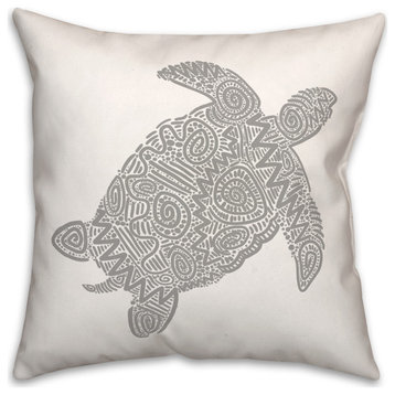 Patterned Sea Turtle Gray 18x18 Pillow