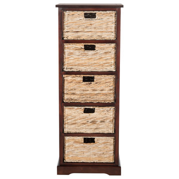 Safavieh Vedette 5-Wicker Basket Storage Tower, Cherry