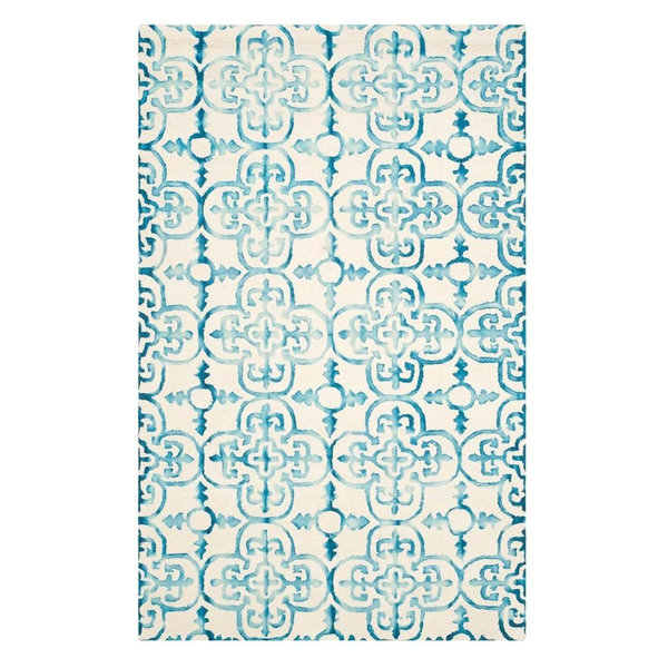 Safavieh Dip Dye Ddy711H Ivory, Turquoise Area Rug, 6'x9'