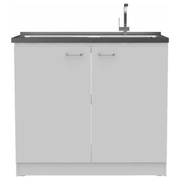 Oklahoma Utility Sink with Cabinet and 2 Inner Shelves, White