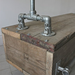 Pia Galvanised Steel Pipe Clothes Rail with Reclaimed Scaffolding Wood Drawers - Clothes Organisers & Shoe Racks