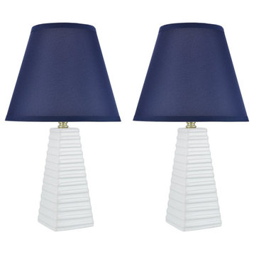 Aspen Creative 40209-12, Two Pack, 18-1/2" High Ceramic Table Lamp, Dark Blue