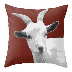 BACK to BASICS - Goat - Red Pillow Cover, 16x16 - Decorative Pillows