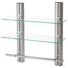 2 Tier Adjustable Glass Shelf With Aluminum Frame and Towel Bar
