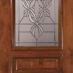 Slab Single Door 96 Wood Alder Evangeline Arch Top Arch Lite Glass - Front Doors