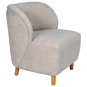 Laffont Wood Armless Chair with Wheat Fabric