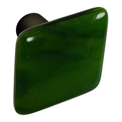 CKP - Art Glass Knob, Olive Green Swirl, Oil-Rubbed Bronze Base - Cabinet And Drawer Knobs