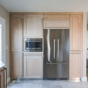 Built-in pantry cabinet with integrated fridge