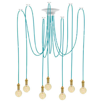 Turquoise And Brass Swag Chandelier