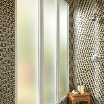 Tuscany Series Picture window with privacy glass and white interior