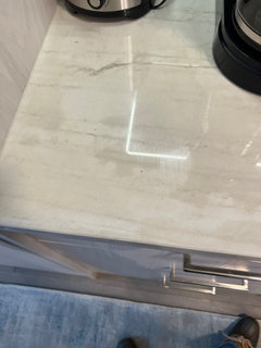 weird blemishes and cloudy areas on quartz countertop