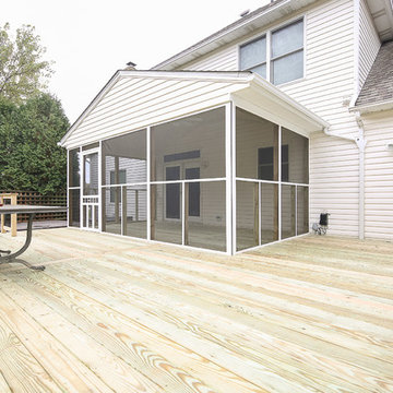 Deck, Attached Roof with Screens, Re-built Water Feature