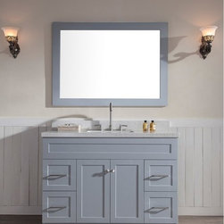 49 inch Transitional Single Sink Bathroom Vanity Grey Finish, Quartz Countertop - Bathroom Vanities And Sink Consoles