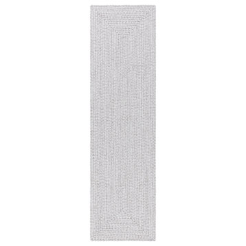 Safavieh Braided Brd315F Solid Color Rug, Silver and Gray, 2'3"x6'0" Runner
