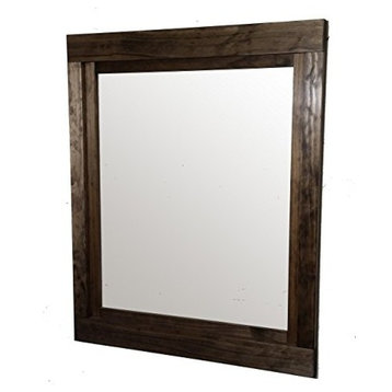 Farmhouse Style Vanity Mirror, Dark Walnut, 24"w X 30"h