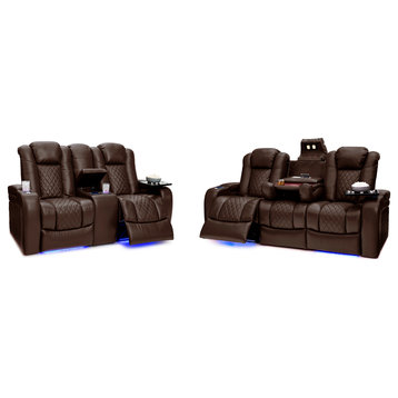 Seatcraft Euphoria Home Theater Seating, Brown, Loveseat and Sofa