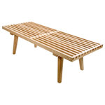 Leisure Mod/Old Bones Co - Mid-Century Platform Bench - Natural, 60" W X 18"d X 14"h - Brand new mid century Nelson inspired modern platform bench(1946) with wood legs. You will appreciate the sleek and modern style. It can be used for indoors and outdoors as coffee table. Also known as slat bench.
