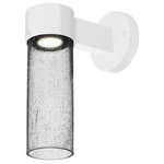 Besa Lighting - Besa Lighting JUNI10CL-WALL-LED-WH Juni 10 - 11.5" 4W 1 LED Outdoor Wall Sconce - The Juni 10 sconce is composed of a Silver aluminum bracket and transparent Blue glass cylinder, with an interesting bubble pattern blown randomly throughout the glass. The pleasing play of light through the bubble accents make for a striking affect. The standard incandescent option offers a prominent display of the lamp filament behind the glass, while the LED option results in a splash of concealed LED downlight. These stylish and functional luminaries are offered in a beautiful Silver finish.  Shade Included: TRUE  Dimable: TRUE  Eco-Friendly: TRUE  Color Temperaute:   Lumens: 240  CRI: 82  Rated Life: 25,000 HoursJuni 10 11.5" 4W 1 LED Outdoor Wall Sconce White Clear Bubble GlassUL: Suitable for damp locations, *Energy Star Qualified: n/a  *ADA Certified: n/a  *Number of Lights: Lamp: 1-*Wattage:4w LED bulb(s) *Bulb Included:Yes *Bulb Type:LED *Finish Type:White