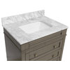 Eleanor 30" Bathroom Vanity, Weathered Gray, Carrara Marble Top