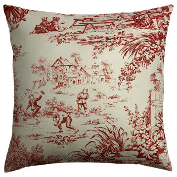The Pillow Collection Red Windermere Throw Pillow, 20"