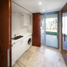 Laundry options for space adjacent rear deck